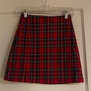 Red plaid skirt